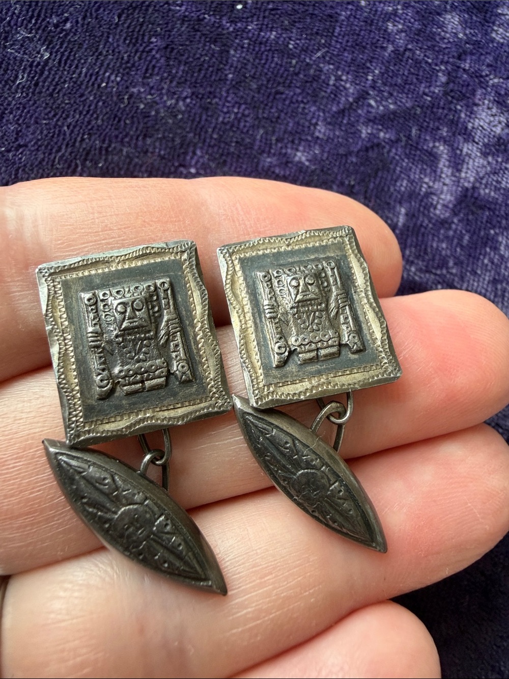 Antique 925 sterling silver Native American Southwestern cufflinks